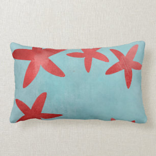 Coussin Rectangle Étoiles de mer rouges et bleues