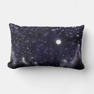 Coussin Rectangle Étoiles nuit ciel scintillant lumières lune étoile