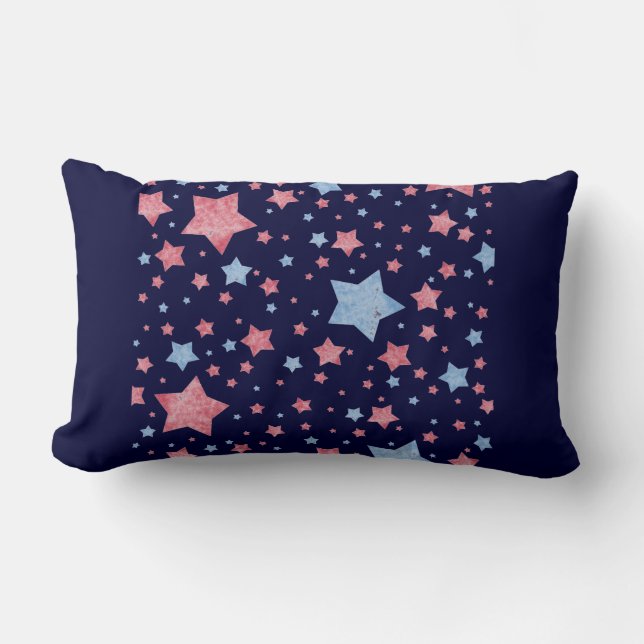 Coussin Rectangle Étoiles roses + bleues (Recto)