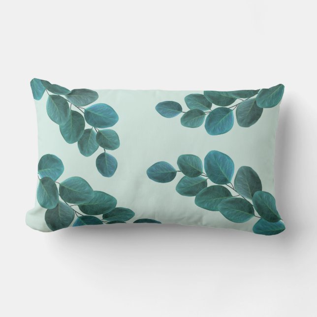 Coussin Rectangle Eucalyptus Feuilles et vert menthe (Recto)
