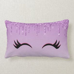 Coussin Rectangle Eyelashes rose et noir élégant sur Parties scintil