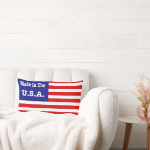 Coussin Rectangle Fabriqué aux États-Unis Drapeau américain rouge bl