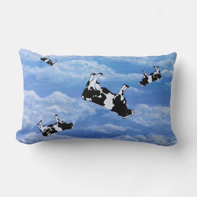 Coussin Rectangle Falling Cows (Recto)