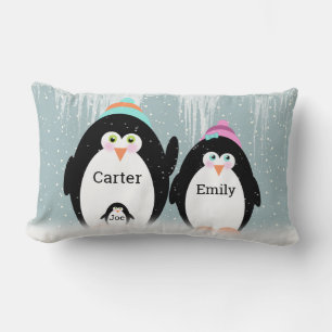Coussin Rectangle Famille De Pingouins Dans Les Pneus À Neige Lancer