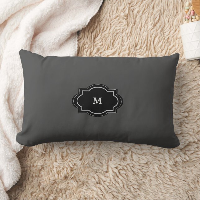 Coussin Rectangle Famille rustique gris foncé monogrammée (Couverture)
