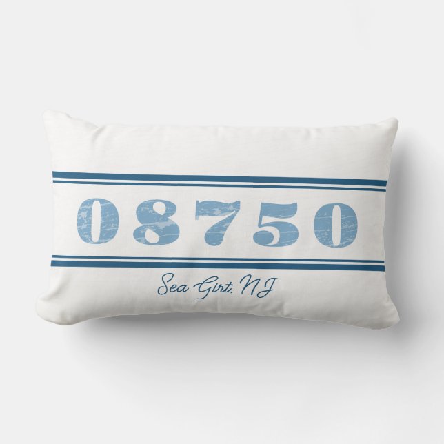 Coussin Rectangle Farmhouse Sea Girl Beach Town Custom Zip Code Lum (Recto)