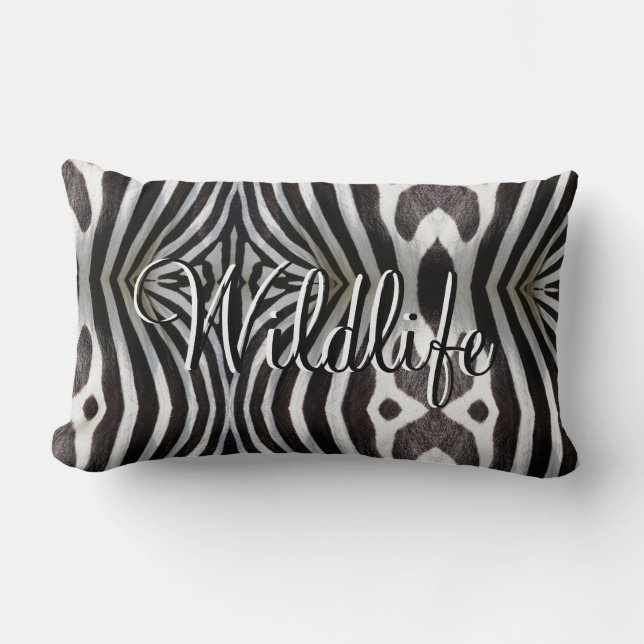 Coussin Rectangle Faune Zebra Stripes Motif noir et blanc (Recto)