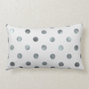 Coussin Rectangle Faux métalliques argentés Foil Gris Polka Dot Gr
