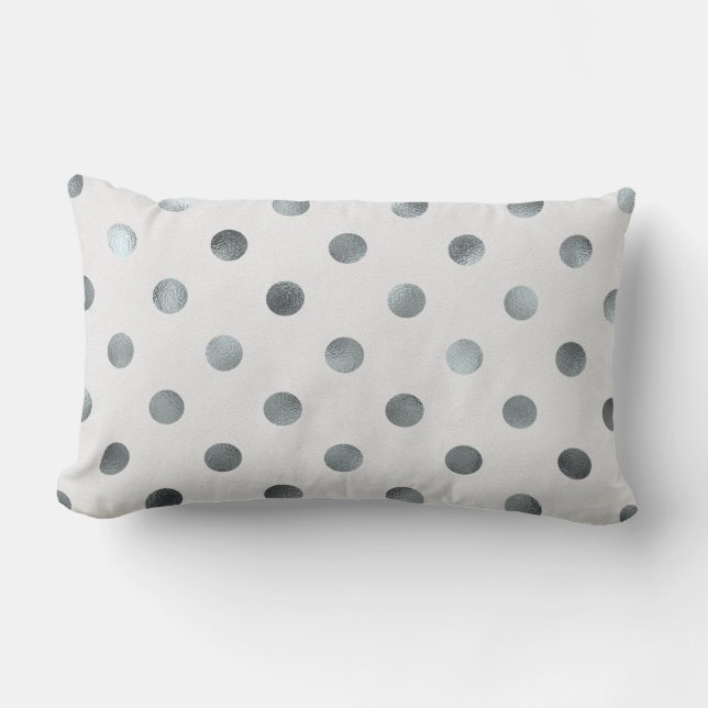 Coussin Rectangle Faux métalliques argentés Foil Gris Polka Dot Gris (Recto)