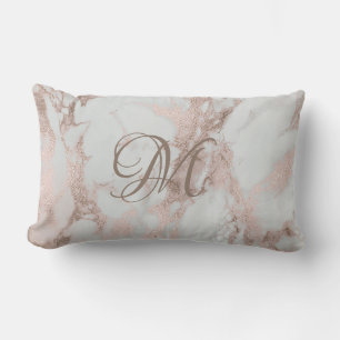 Coussin Rectangle Faux Rose Gold avec Monogramme édité 