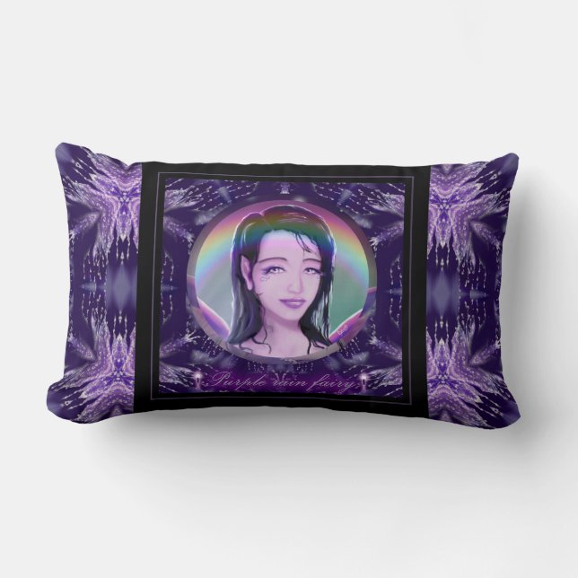Coussin Rectangle Fée de pluie violette (Recto)
