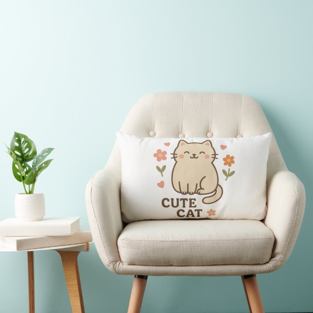 Coussin Rectangle Félin en fleurs (Chaise)