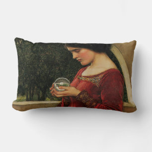 Coussin Rectangle Femme à la boule de cristal, peinture de Waterhous