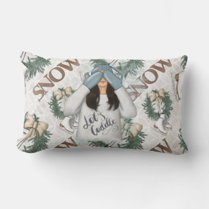 COUSSIN RECTANGLE FEMME DE CUDDLE AVEC DES BOWS & GLACES