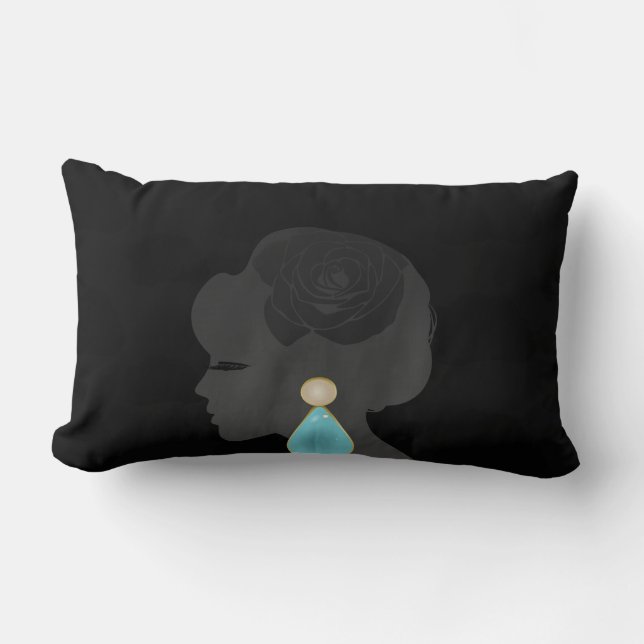 Coussin Rectangle Femme noire Silhouette Dark Glamor (Recto)
