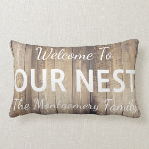 Coussin Rectangle Ferme Rustique Bienvenue À Notre Nid Nom De Famil