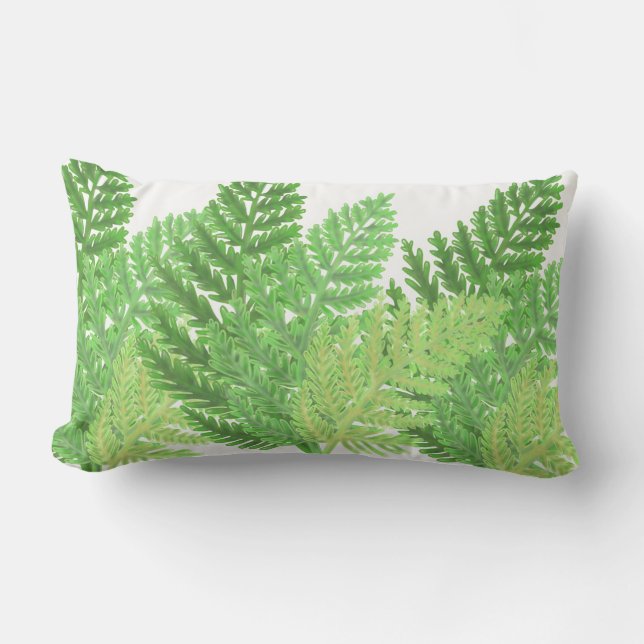 Coussin Rectangle Fermes forestières vertes de forêt de bois fougère (Recto)