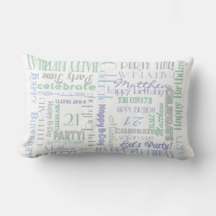 Coussin Rectangle Fête d'anniversaire ! NOM et ÂGE personnalisés du