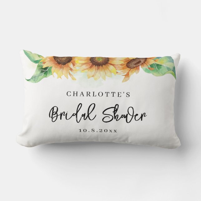 Coussin Rectangle Fête de mariage Floral Aquarelle Tournesol (Recto)
