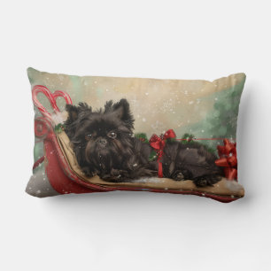Coussin Rectangle Fête de Noël du chien Affenpinscher