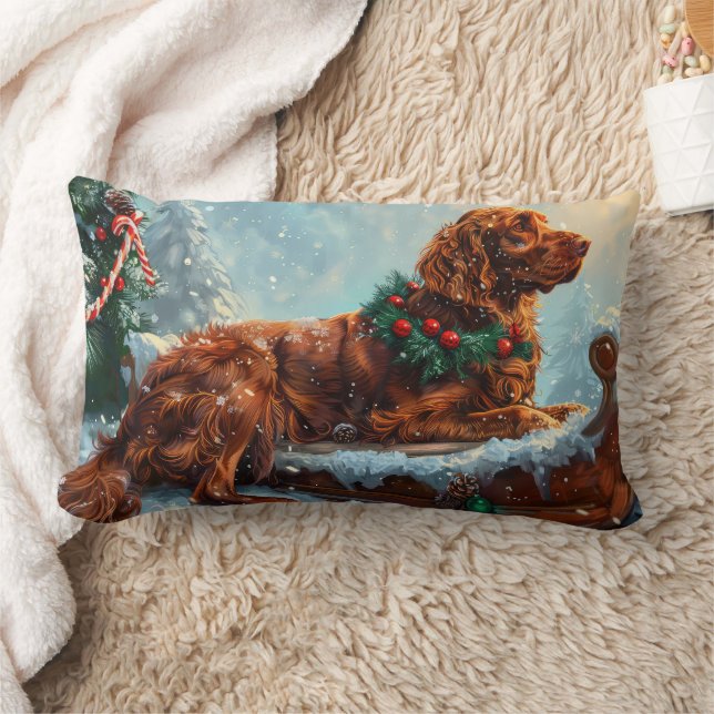 Coussin Rectangle Fête de Noël du chien roux irlandais (Couverture)