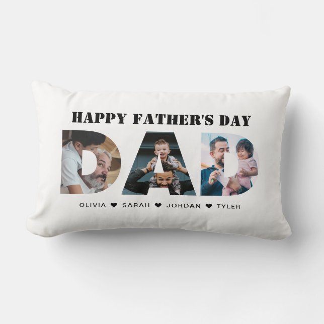Coussin Rectangle Fête des pères de découpe de collection photo papa (Recto)