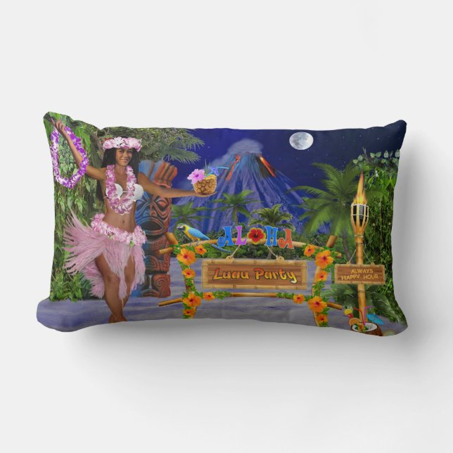 COUSSIN RECTANGLE FÊTE LUAU (Recto)