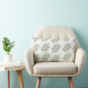 Coussin Rectangle Feuille aînée grand motif vert+blanc