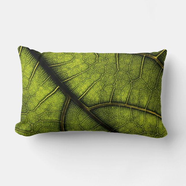 Coussin Rectangle Feuille verte en gros plan (Recto)