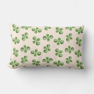 Coussin Rectangle Feuilles de succulente vertes sur beige clair