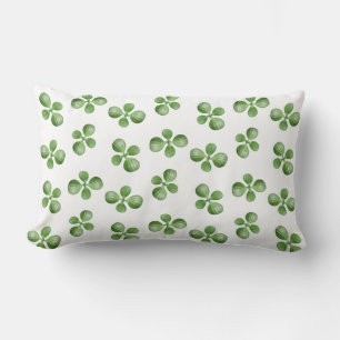 Coussin Rectangle Feuilles de Succulente Vertes sur Fond Blanc