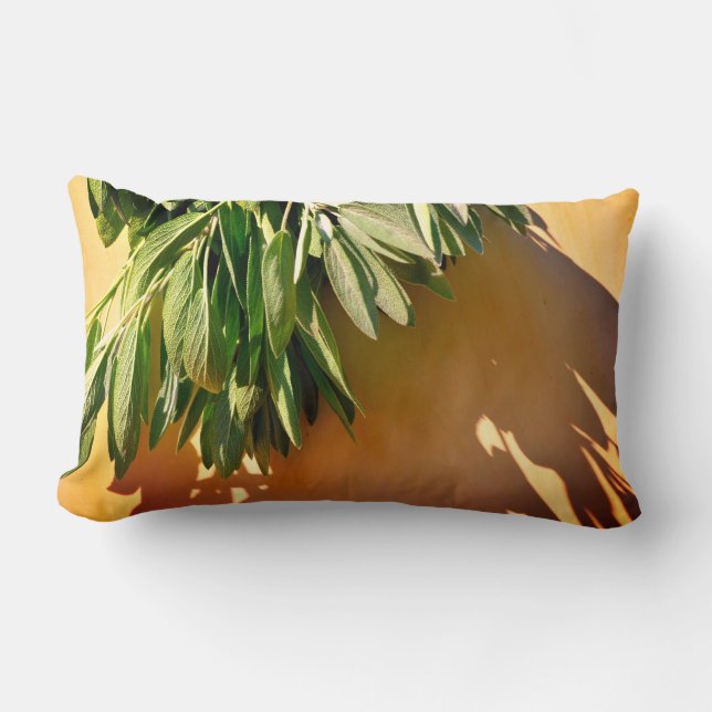 Coussin Rectangle feuilles d'herbe boho botanique (Recto)