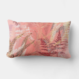 Coussin Rectangle Feuilles tendance moderne élégant corail rose foun