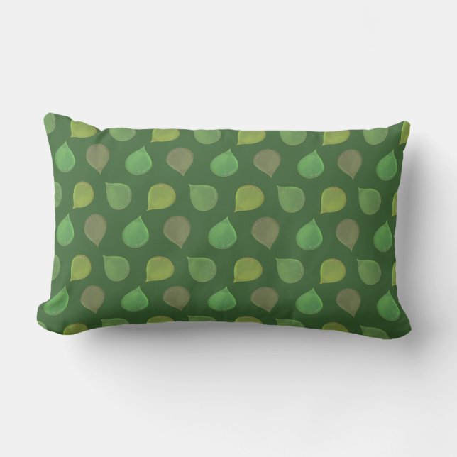 Coussin Rectangle Feuilles vertes de l'arbre de Jade sur fond vert (Recto)