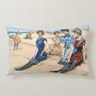 Coussin Rectangle Filles de Gibson sur la plage, 1900
