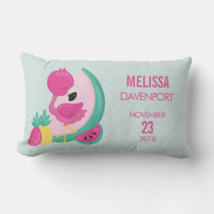 Coussin Rectangle Flamant rose rose aux fruits frais Naissance bébé