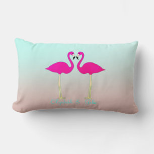 Coussin Rectangle Flamants roses adorables amoureux - Personnalisé