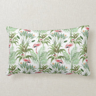 Coussin Rectangle Flamants roses roses tropicaux