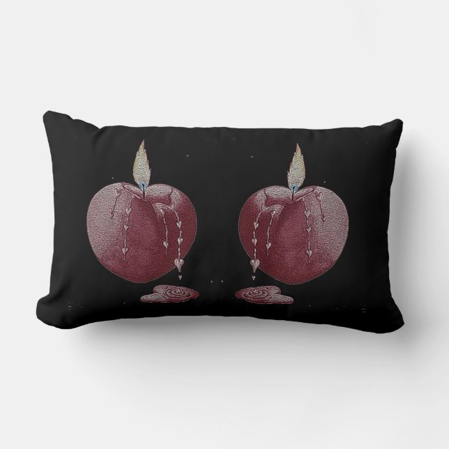 Coussin Rectangle flamme en forme de coeur chandelle rouge romantiqu (Recto)