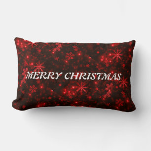 Coussin Rectangle Flammes De Neige Blanches Bkgd Rouge Profond Lumin