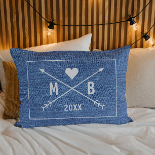 Coussin Rectangle Flèches Coeur d'Amour Monogrammé Personnalisées 20