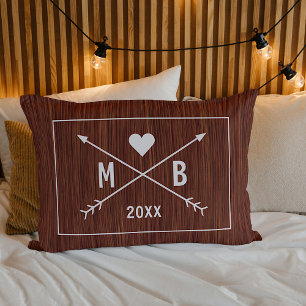 Coussin Rectangle Flèches Coeur d'Amour Monogrammé Personnalisées 20