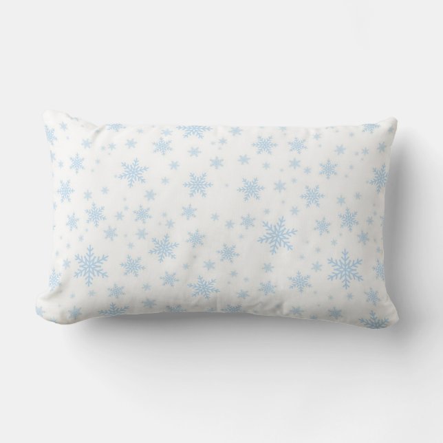 Coussin Rectangle Flèches de neige bleu clair sur blanc (Recto)