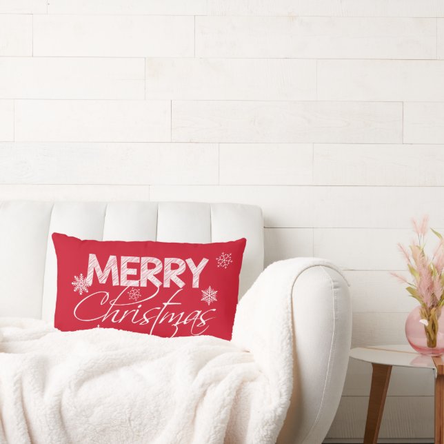 Coussin Rectangle Flèches rouges et blanches | Joyeux Noël (Canapé)