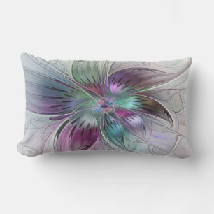 Coussin Rectangle Fleur Abstraite colorée Art moderne floral fractal