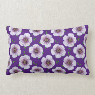 Coussin Rectangle Fleur bleue botanique de géranium sur toute