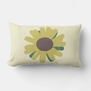 Coussin Rectangle Fleur Brown de tournesol vert jaune