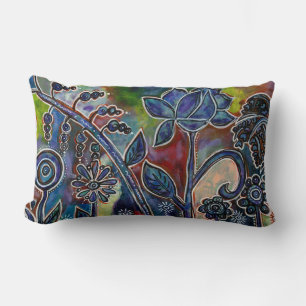 Coussin Rectangle Fleur de Lotus Jardin fantasmagorique Art original