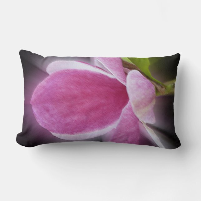 Coussin Rectangle fleur de magnolia rose (Recto)