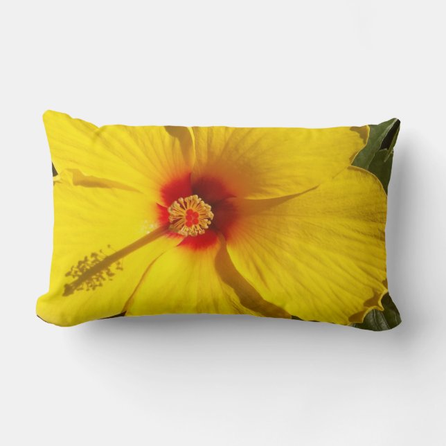 Coussin Rectangle Fleur d'Hibiscus jaune (Recto)